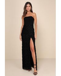 Lulus - Ravishing Appeal 3D Floral Applique Strapless Maxi Dress - Lyst