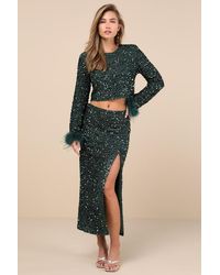 Lulus - Sparkling Behavior Sequin High-Rise Midi Skirt - Lyst