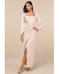 Lulus - Eternal Heart Satin Long Sleeve Maxi Dress - Lyst