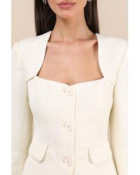 Lulus - Hulda Textured Button-Front Long Sleeve Blazer - Lyst