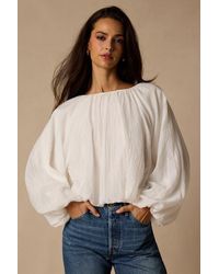 Lulus - Mavis Striped Balloon Sleeve Top - Lyst