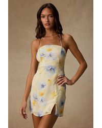 Lulus - Catch The Bouquet Floral Halter Lace-Up Mini Dress - Lyst
