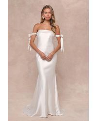 Lulus - Eternally Loved Cutout Satin Off-The-Shoulder Maxi Dress - Lyst