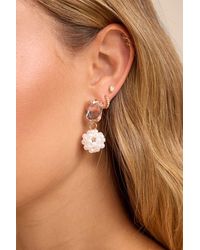 Lulus - Riesa Pearl Rhinestone Drop Earrings - Lyst