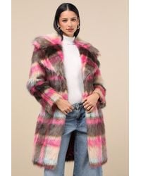 NVLT - Fancy And Plaid Faux Fur Coat - Lyst
