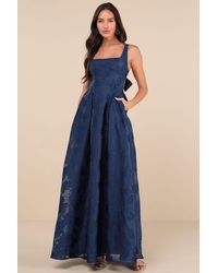 Lulus - Perfected Aura Jacquard Tie-Back Maxi Dress With Pockets - Lyst