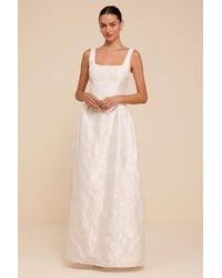 Lulus - Danara Floral Jacquard Square-Neck Maxi Dress - Lyst