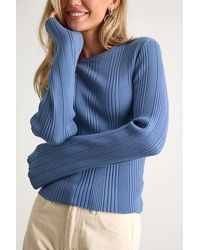 Lulus - Nydia Ribbed Long Sleeve Sweater Top - Lyst