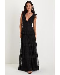 Lulus - Marvelous Darling Lace Ruffled Tiered Maxi Dress - Lyst