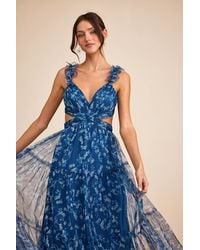 Lulus - Ethereal Love Floral Pleated Tiered Tie-Back Maxi Dress - Lyst