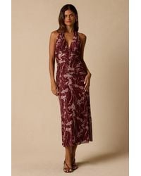 Lulus - Betty Abstract Print Mesh Halter Midi Dress - Lyst