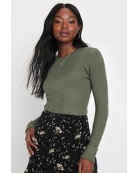 Lulus Basics - Karlee Ribbed Knit Long Sleeve Sweater Top - Lyst