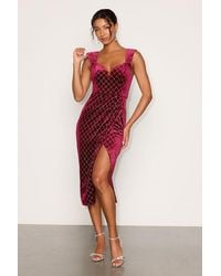Lulus - Constance Berry Velvet Rhinestone Column Midi Dress - Lyst