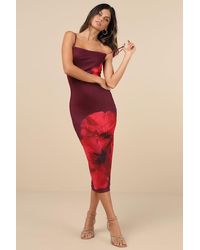 Lulus - Jaela Floral Mesh Sleeveless Bodycon Midi Dress - Lyst