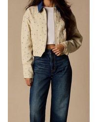 Lulus - Pomelina Cream Floral Twill Collared Jacket - Lyst