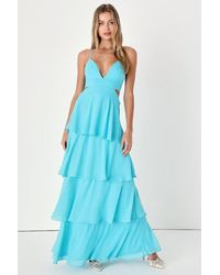 Lulus - Tier And Now Tie-Back Tiered Maxi Dress - Lyst