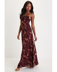 Lulus - Effortless Celebration Floral Burnout A-Line Maxi Dress - Lyst