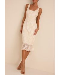 Lulus - Elani Floral Burnout Trumpet Midi Dress - Lyst