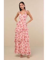 Lulus - Laurette Floral Tiered Sleeveless Maxi Dress - Lyst