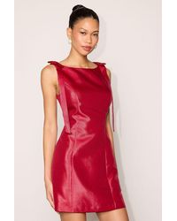 Lulus - Kingsley Satin Bow Shift Mini Dress - Lyst