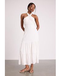 Lulus - Always Eye-Catching Tiered Halter Midi Dress - Lyst