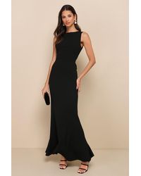 Lulus - Exquisite Refinement Backless Bow Ruffled Maxi Dress - Lyst