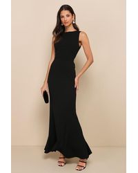 Lulus - Exquisite Refinement Backless Bow Ruffled Maxi Dress - Lyst