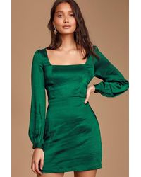 Lulus - Got The Love Satin Square-Neck Mini Dress - Lyst