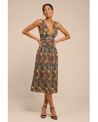Lulus - Kelina Multi Floral Pleated Drop Waist Midi Dress - Lyst