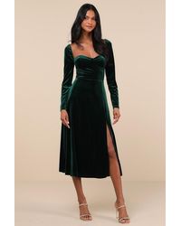 Lulus - Precious Impression Velvet Bustier Midi Dress - Lyst