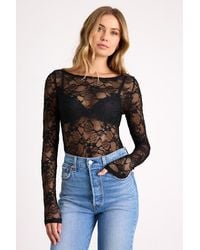 Lulus - Hunter Sheer Lace Long Sleeve Top - Lyst