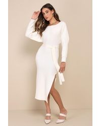 Lulus - Cozy Captivation Ribbed Dolman Sleeve Midi Sweater Dress - Lyst