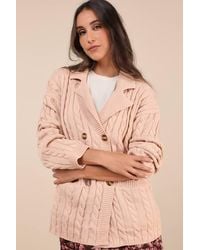 Lulus - Majorly Comfy Cable Knit Double Breasted Cardigan Sweater - Lyst