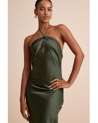 Lulus - Gracie Satin Halter Neck Maxi Dress - Lyst