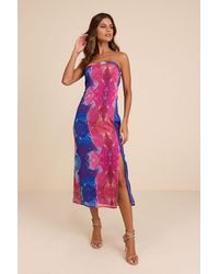 Lulus - Bethany Multi Clip Dot Strapless Cutout Midi Dress - Lyst