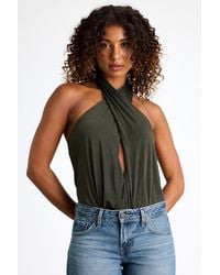 Lulus - Jamison Jersey Knit Cross-Front Halter Bodysuit - Lyst