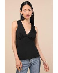 Lulus - Lowenna Satin Lace Tank Top - Lyst