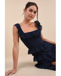 Lulus - Compelling Romantic Ruffled Tiered Maxi Dress - Lyst