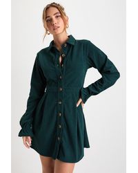 Lulus - Autumn Mood Corduroy Mini Dress With Pockets - Lyst
