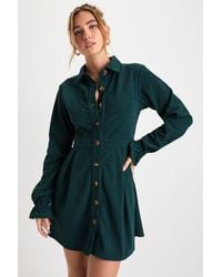 Lulus - Autumn Mood Corduroy Mini Dress With Pockets - Lyst