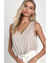 Lulus - Chic On Repeat V-Neck Sleeveless Bodysuit - Lyst