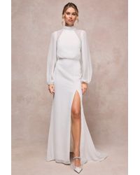 Lulus - Graceful Love Long Sleeve Backless Mermaid Maxi Dress - Lyst