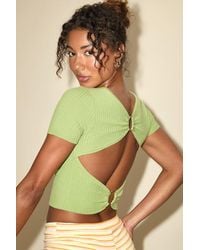 Lulus - Yakina Lime Sweater Knit Cutout Crop Top - Lyst