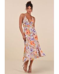 Lulus - Danelle Floral Halter A-Line Midi Dress - Lyst