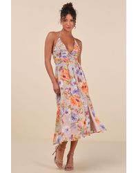 Lulus - Danelle Floral Halter A-Line Midi Dress - Lyst