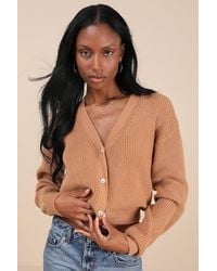 Lulus - Toasty Babe Knit Button-Up Cropped Cardigan - Lyst