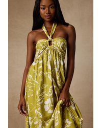 Lulus - Anessa Chartreuse Floral Halter Maxi Dress - Lyst
