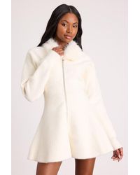 Lulus - Violetta Collared Zip-Front Sweater Mini Dress - Lyst