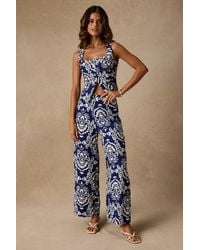 Lulus - Caliana Boho Print Wide-Leg Pants - Lyst