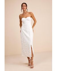 Lulus - Beyza Sequin Beaded Strapless Midi Dress - Lyst